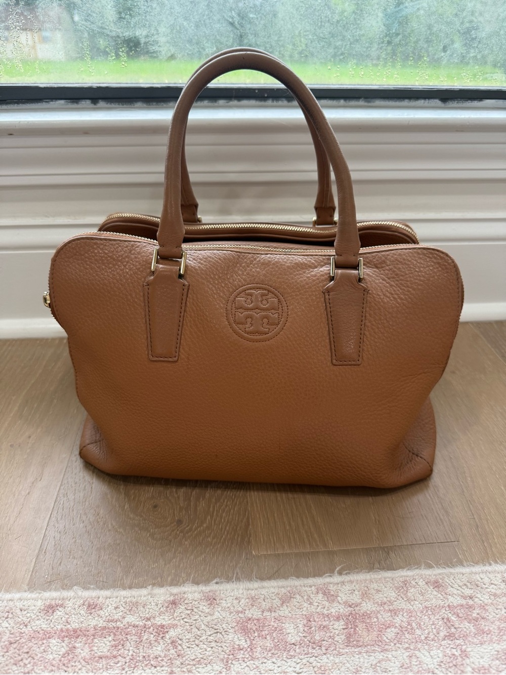 Tory Burch Cognac Leather Top-Handle Tote And Matching Wallet